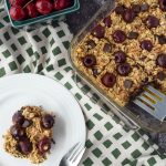 close up shot of dark chocolate cherry baked oats